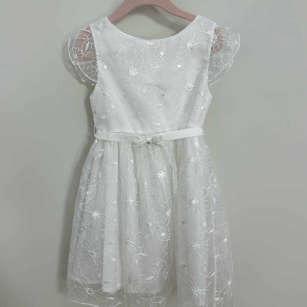 Mayoral Embroidered white girls dress